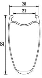 55mm Carbon wheels profile